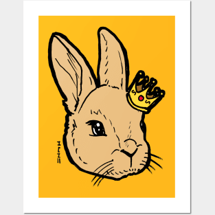 Cute Easter Bunny Rabbit wearing Crown for Easter Kings and Queens! Posters and Art
